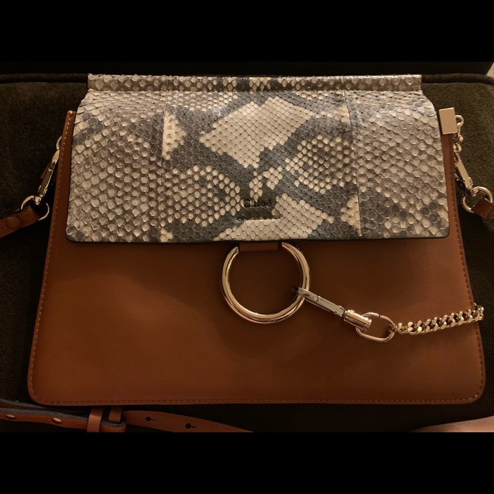 Authentic Chloe faye in medium tan with snakeskin
